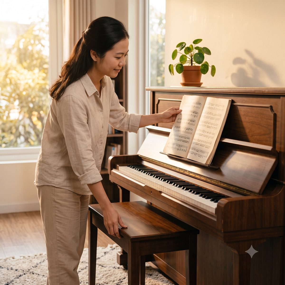 Bố mẹ chuẩn bị góc đàn yên tĩnh cho con